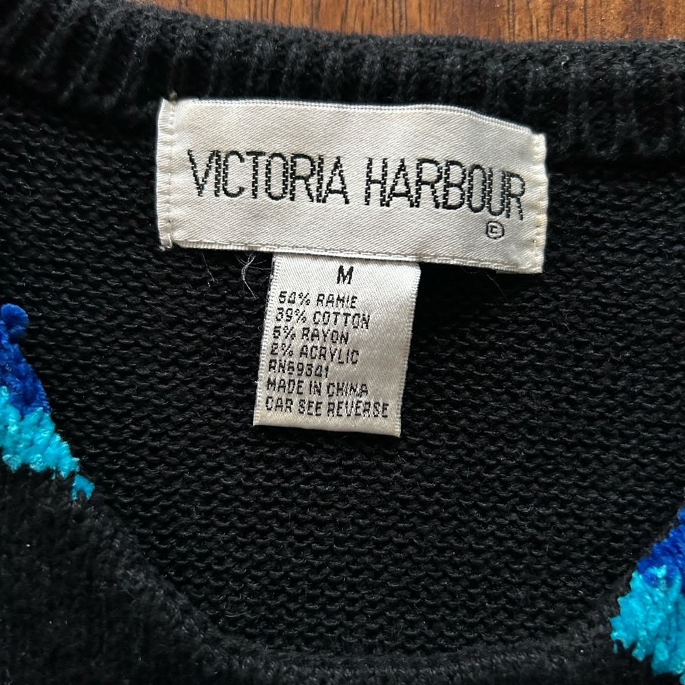 Victoria Harbor vintage aquatic, marine fish design, short sleeve sweater size M - Picture 5 of 11